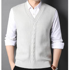 Men's Cable-Knit V-Neck Sweater Vest