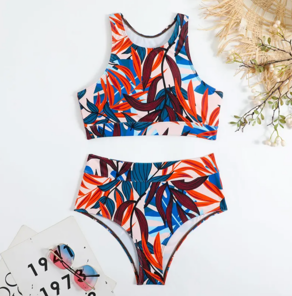 Womens High-Neck Two-Piece Swimsuit