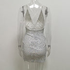 Mini Sequin Dress with Spaghetti Straps for Nightclubs