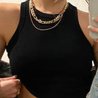 Ribbed Racerneck Crop Tank Top