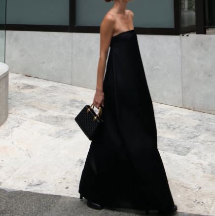 Black Off-Shoulder Sexy Backless Tube Top Maxi Dress