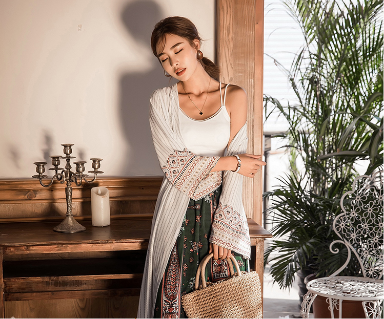Bohemian Striped Lightweight Beach Cover-Up for Women