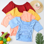 Boring Honey Women's Square Collar Drawstring Crop Top