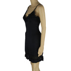 Sexy Black Lace Spaghetti Strap Dress with Mesh Panels
