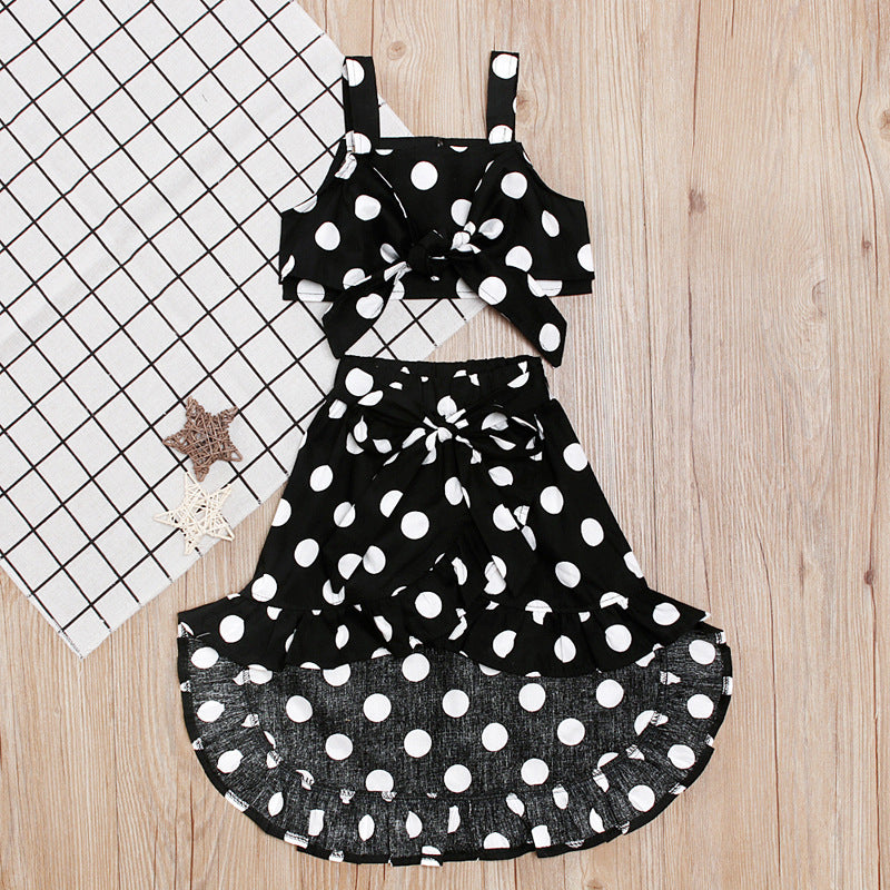 Girls' Polka-Dot Tank and Ruffle Skirt Set