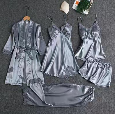Lace Cami Sleepwear Set - Five Piece Multi-Color