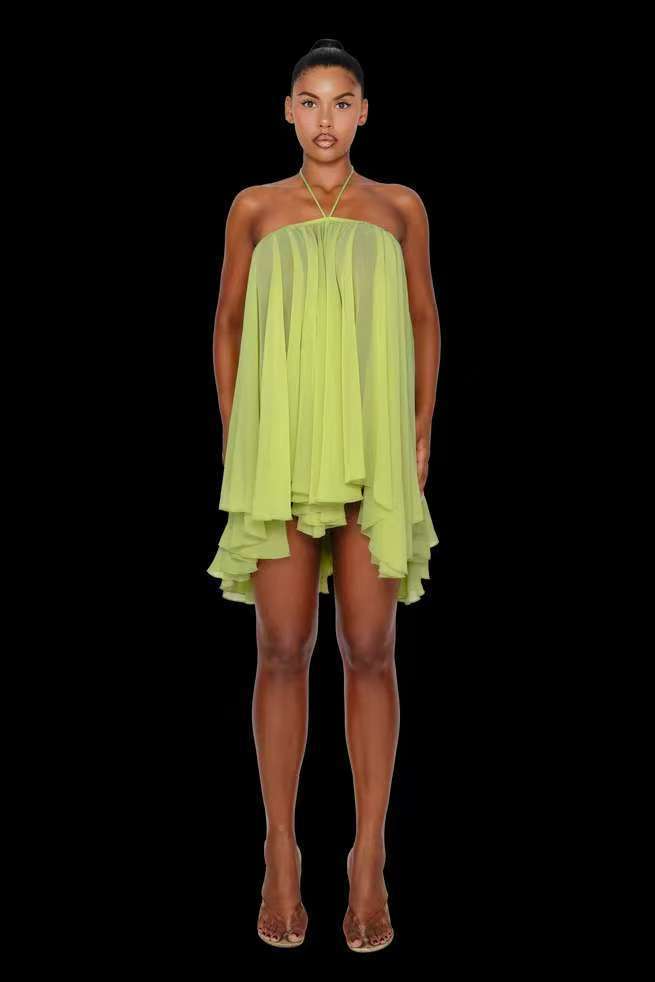 Halter Neck Tube Top Loose Mini Dress