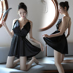 Summer Women's Silk Satin Backless Nightwear Set