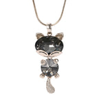 Long Sweater Chain with Crystal Cat Pendant