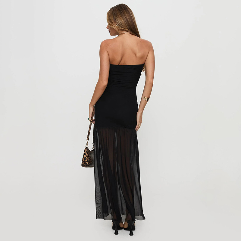 Women's Elegant Mesh Tube Top Bodycon Dress