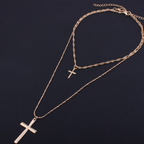 Layered Cross Pendant Necklace Set