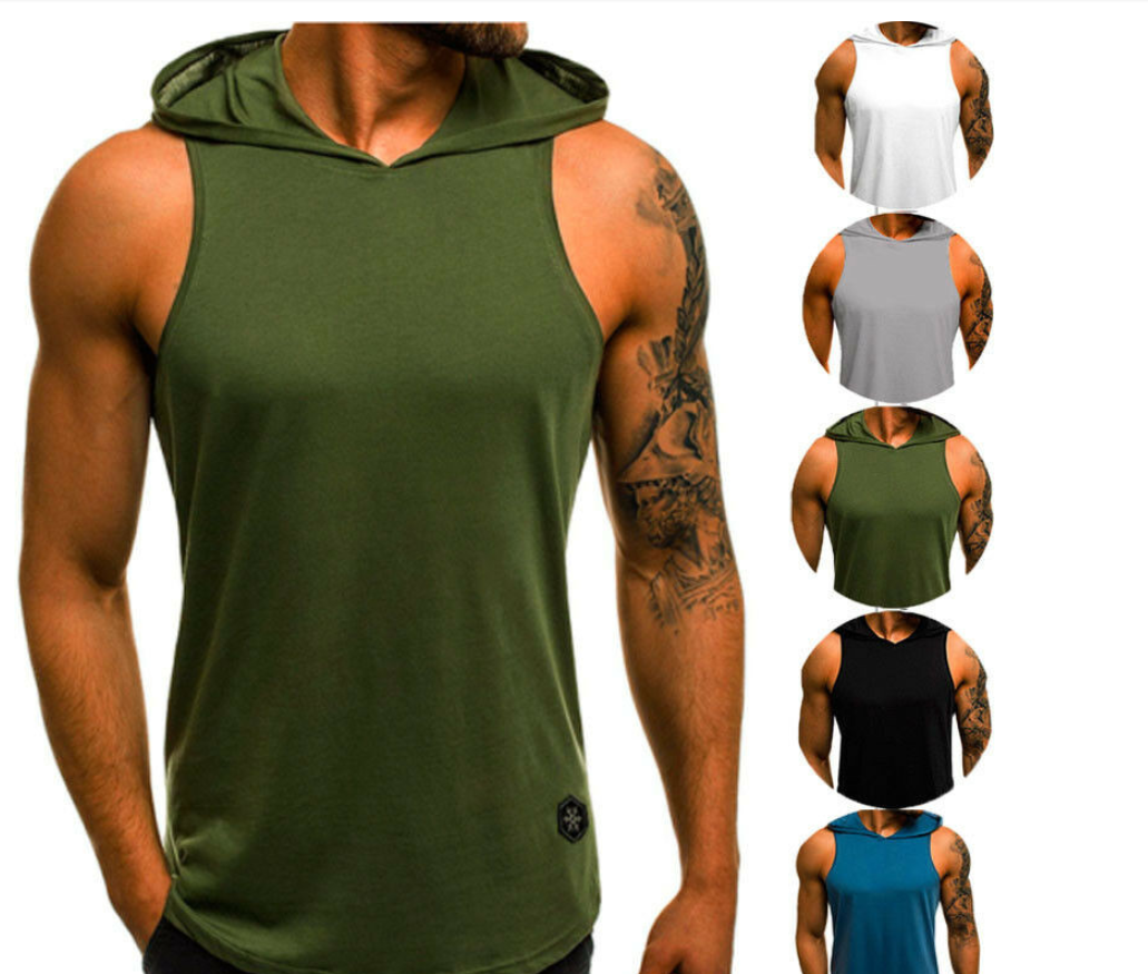 Men's Sleeveless Hooded Muscle Tank Top