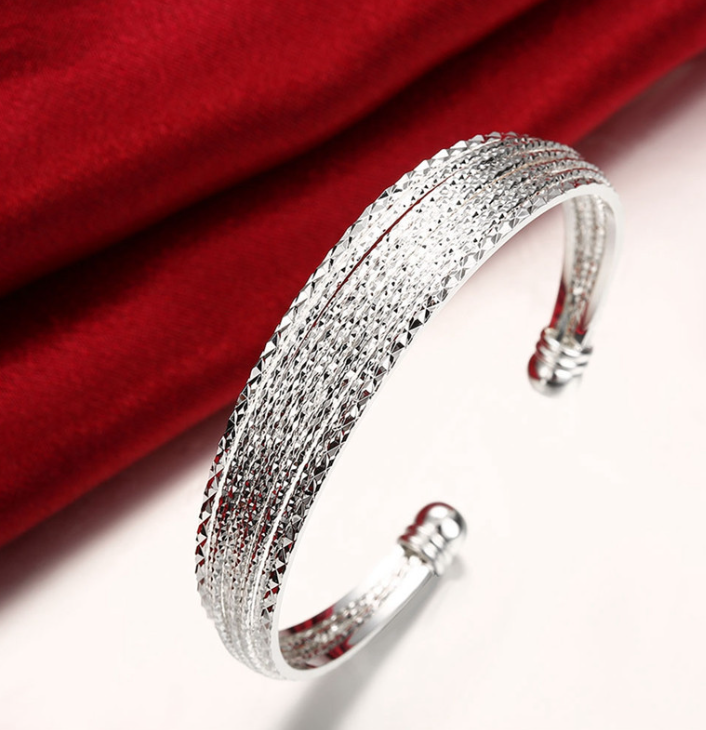 Silver Openwork Woven Cuff Bracelet
