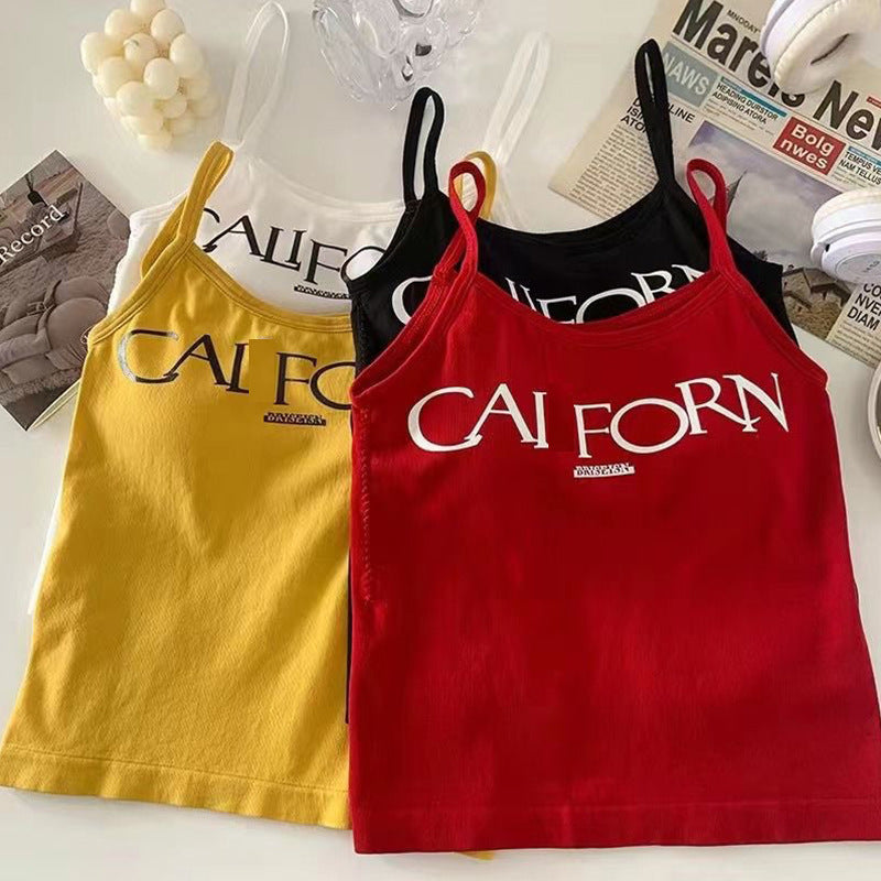 Sleeveless Printed Letter Tank Top for Women