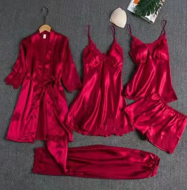 Lace Cami Sleepwear Set - Five Piece Multi-Color
