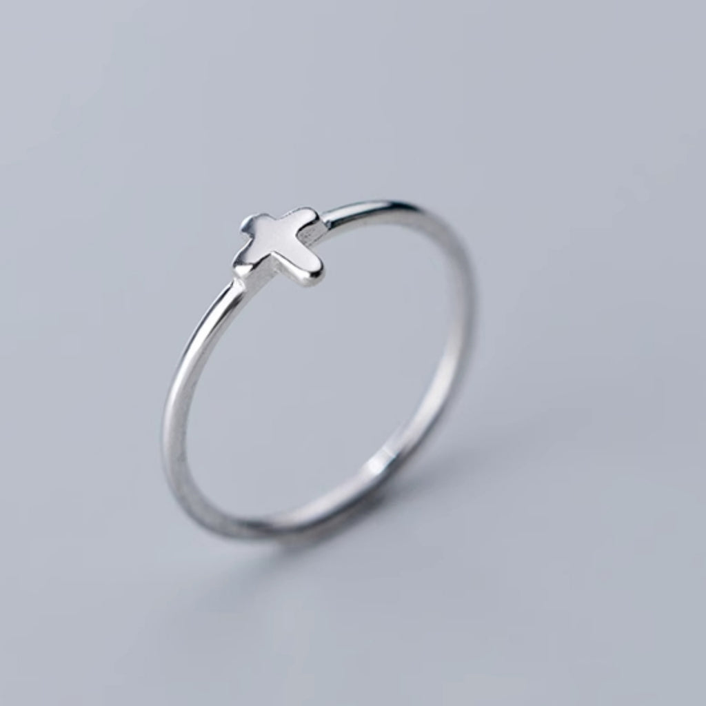 Elegant Minimalist Cross Silver Ring