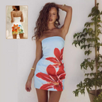 Floral Print Tube Top Sheath Dress