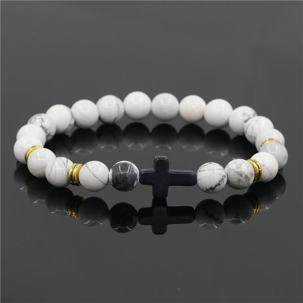 Stone Cross Beaded Bracelet