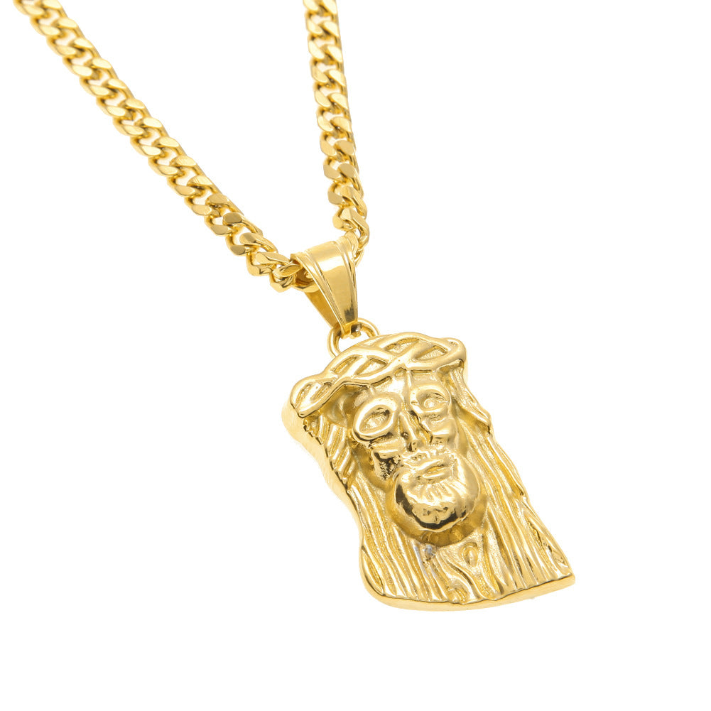 Abstract Jesus Face Pendant Necklace