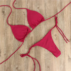 Women's White Halter Neck String Bikini Set
