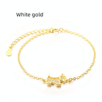 Gold Chain Bracelet with Zircon Dog Charm