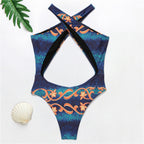 Baroque Print Cross-Front Cutout One-Piece Swimsuit