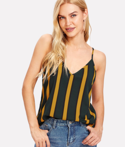 Fashion Striped Chiffon Tank Top