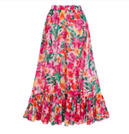 Floral Ruffle One-Piece Swimsuit and Maxi Skirt Set