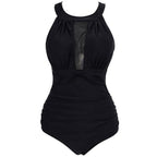 Womens One-Piece Swimsuit with Mesh Panel