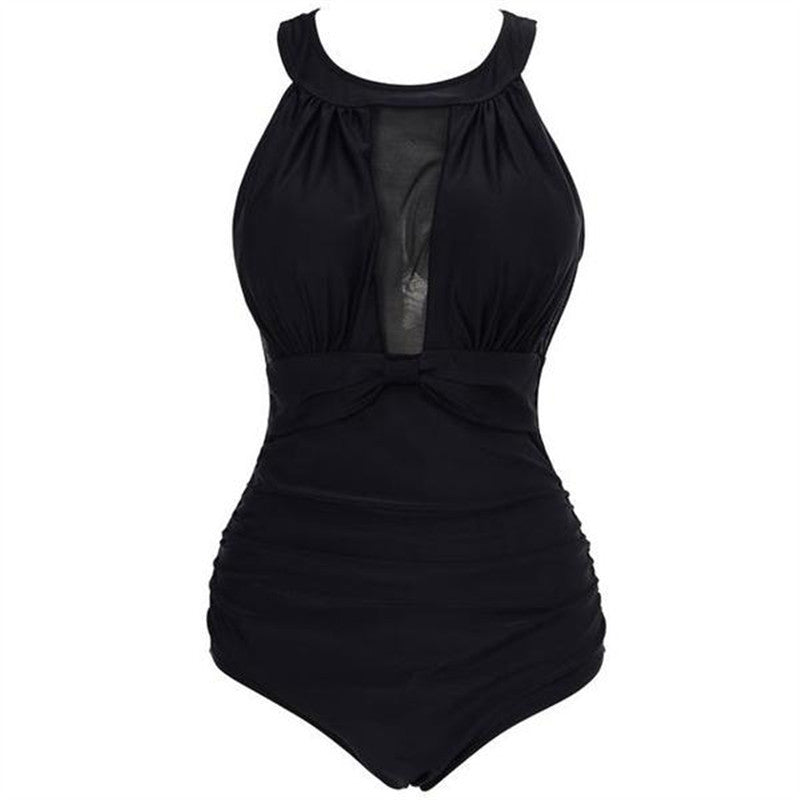 Womens One-Piece Swimsuit with Mesh Panel