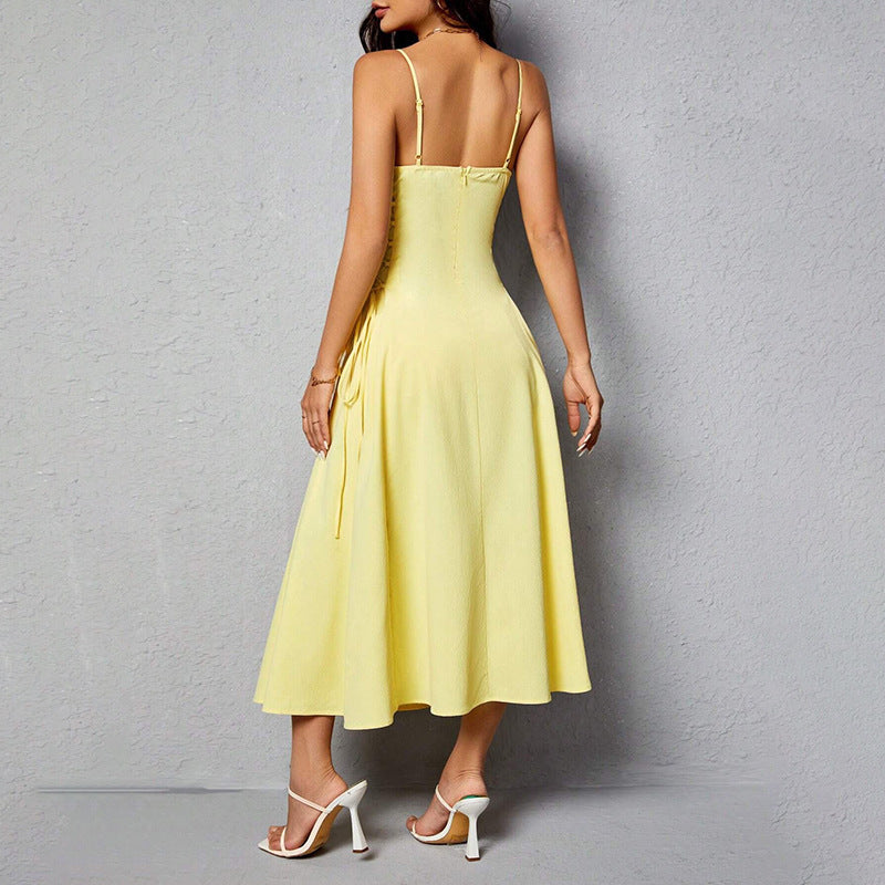 Women's Spaghetti Strap Side-Tie Midi Dress