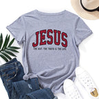 Women's JESUS Printed Loose Round Neck T-shirt | Faith Streetwear