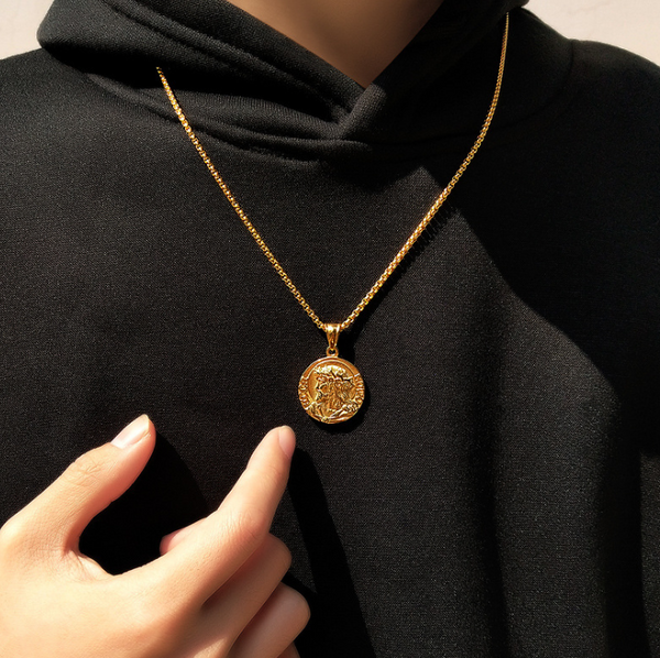 Men's Jesus Round Pendant Necklace | Christian Jewelry