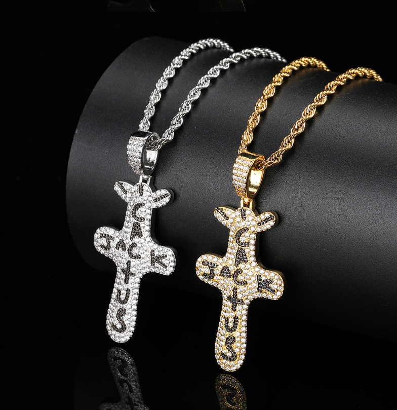Hip Hop Jewelry with Zircon Pendant Cross Necklace