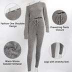 Casual Long Sleeve Crop Top and Pants Set for Women
