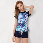 Women's Short Sleeve Two-Piece Tankini Swimsuit