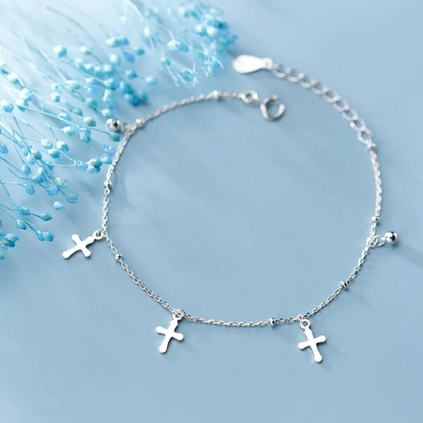 Ailuoqi Silver Bracelet with Cross Charm | Christian Jewelry