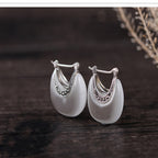 Silver Vintage Cat's Eye Stone Earrings