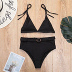 White Belted High-Waisted Bikini Set