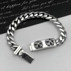 Vintage Korean Silver Men's Double Cross Bracelet