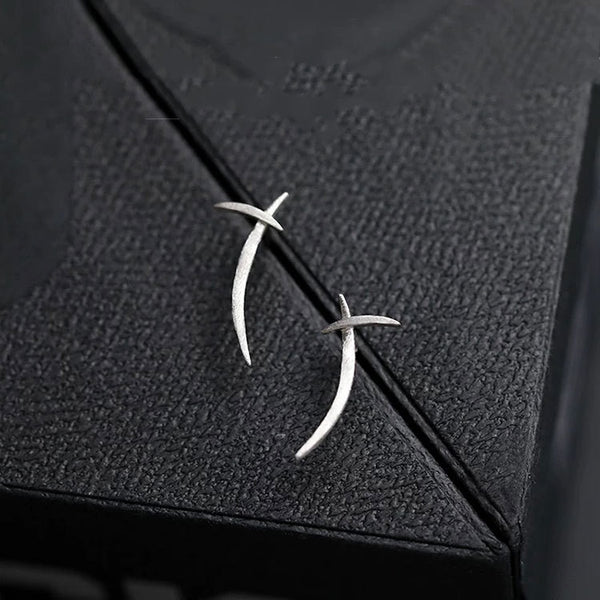 Silver Cross Earrings - Stylish Minimalist Design