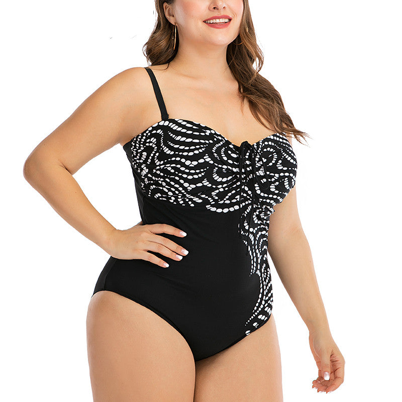 Plus Size Printed Ruched One-Piece Swimsuit