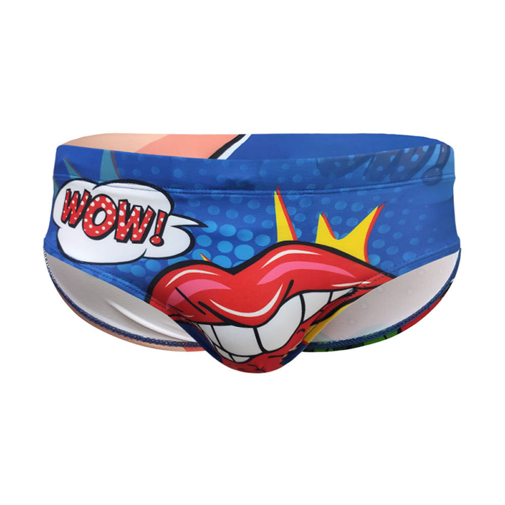 Men's Pop-Art Lips Print Swim Briefs