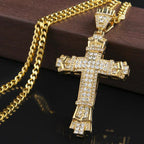 Hip Hop Iced Cross Pendant Necklace for Men