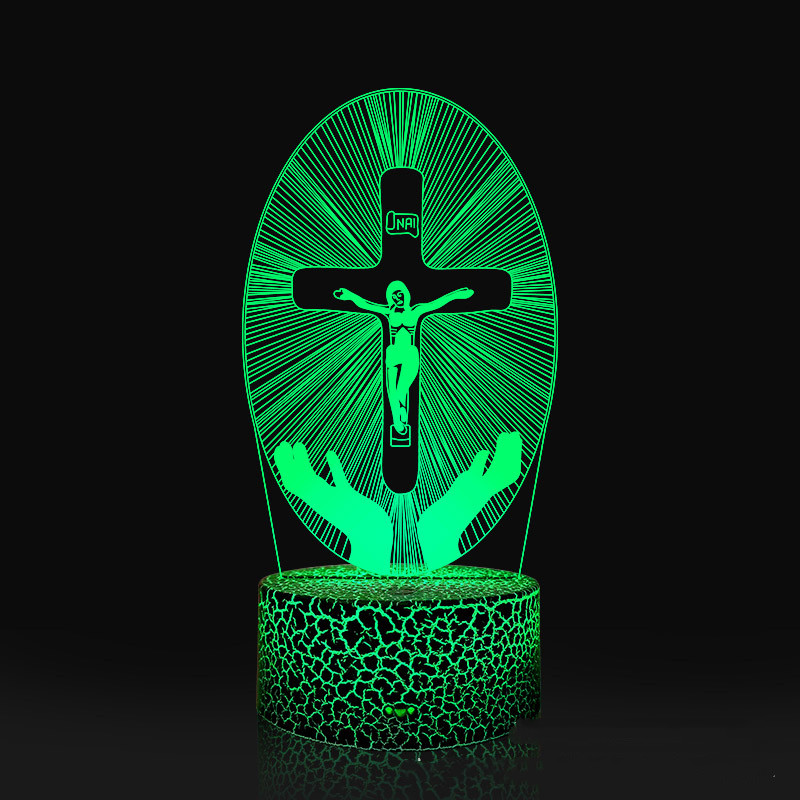 3D Acrylic Jesus Crucifix Night Light - Christian LED Decor