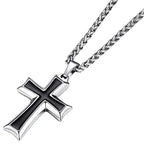 Minimalist Stainless Steel Red Cross Pendant Necklace