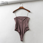 Summer Slim Fit Spaghetti Strap Backless Bodysuit