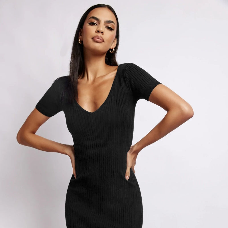 Sexy V-neck Tank Top & Mid-length Skirt for Women