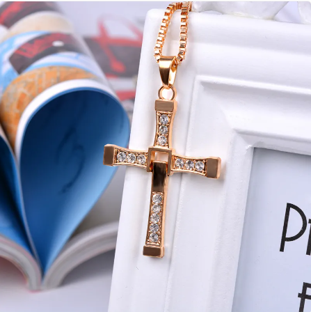Men's Rhinestone Cross Pendant Necklace