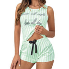 Summer Women's Printed Tank Top and Shorts Pajama Set